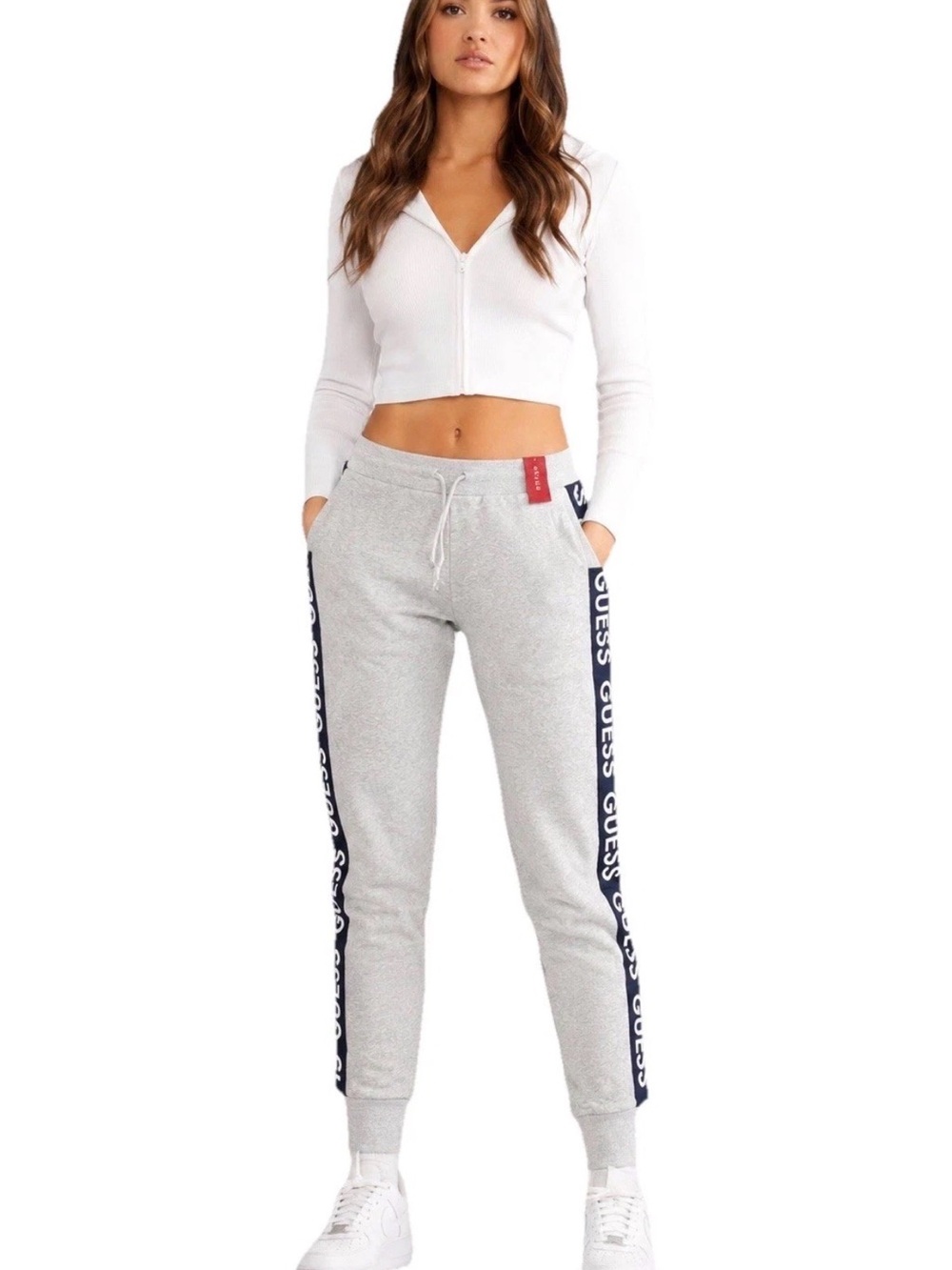 GUESS Women’s Gray Logo Jogger Sweatpants Size S Streetwear Lounge Pants